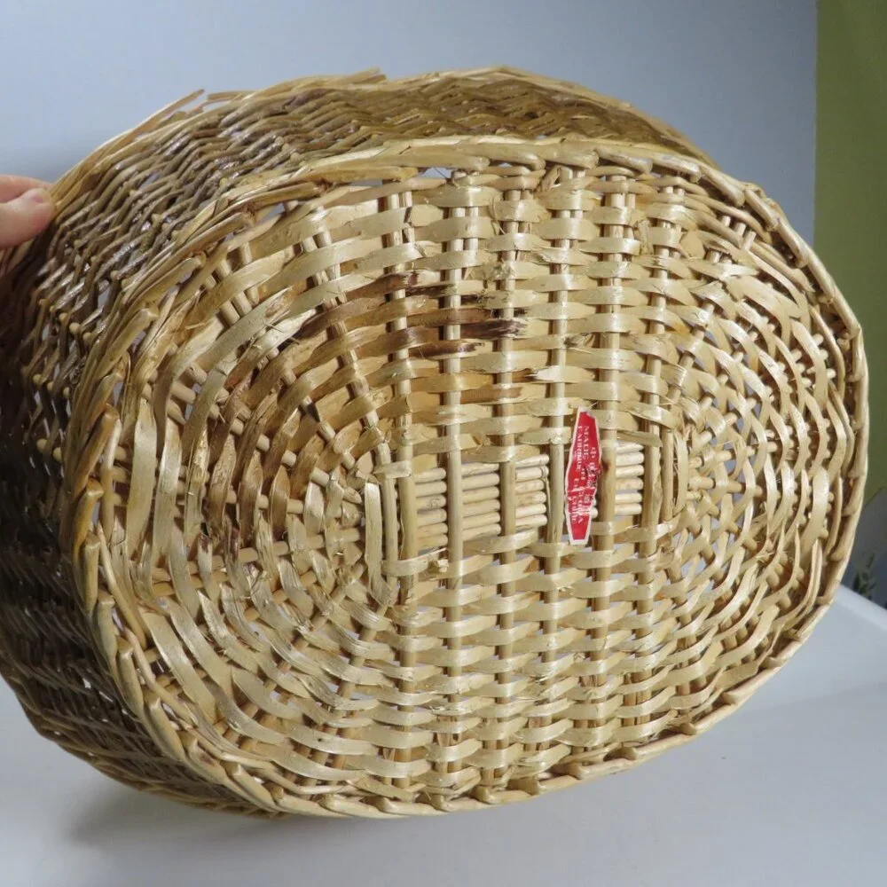 blonde wicker cane natural basket (Large Bread or Fruit or Mail Basket) two tone